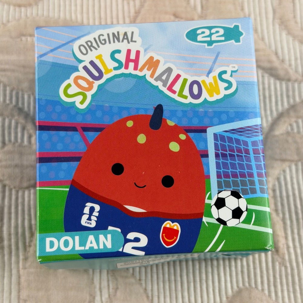 Squishmallows Dolan Dino FIFA World Cup 26 McDonalds Happy Meal Plush Toy in Box